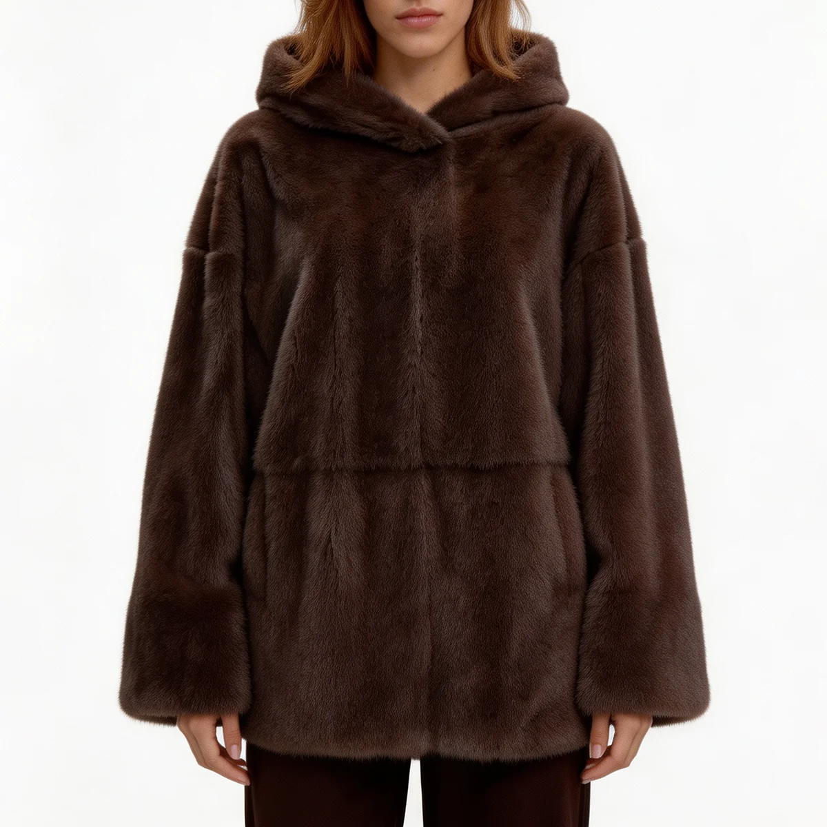 Women's Fluffy Faux Fur Hoodie Oversized Pullover Thick Warm Winter Sweatshirt Cozy Chic Elegant Luxe Outerwear