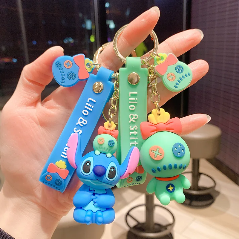Cute Stitch Silica Gel Keychains Cartoon Lilo & Stitch Anime Keyholder  Disney Pendant Keyrings for Bag Hanging Jewelry Gifts