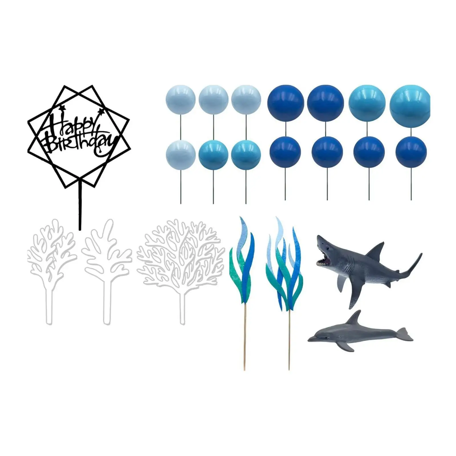 22 Pieces Shark Cake Toppers for Baby Shower Anniversary Valentines Day