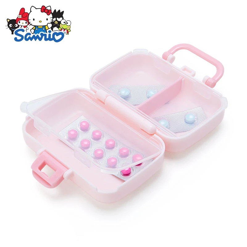 Sanrio Cartoon Mymelody Kuromi Cinnamoroll Pochacco Medicine Box Family Pack Cute Medicine Box Small Portable Cabinet