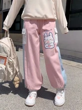  Merry Pretty Rabbit Kawaii Sweatpants Y2K Pants Korean Style Cotton Trousers Women Embroidery High Waist Casual Girls Pink Pants 