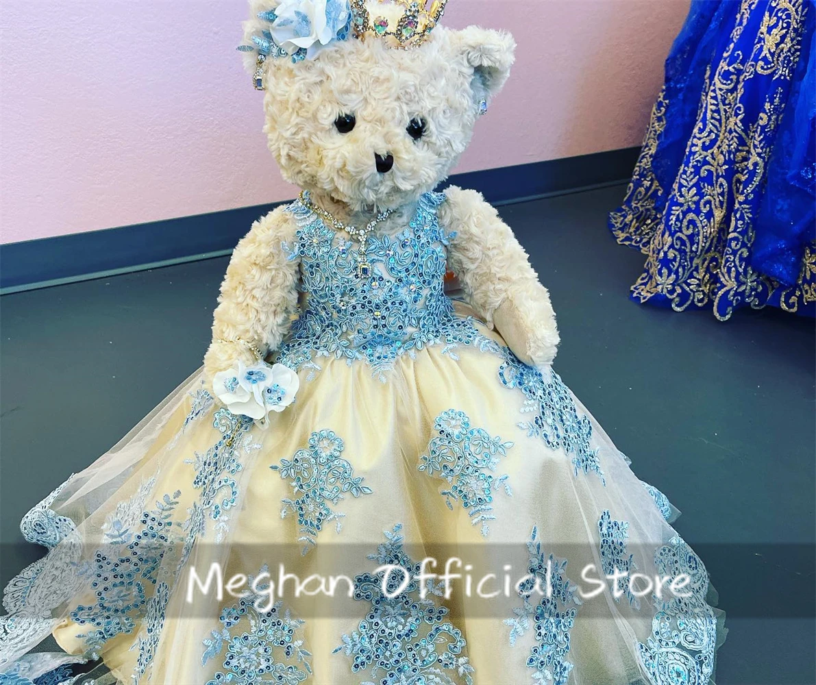 

Blue Special Link Sweetheart Personalized Quinceanera Teddy Bear With Dresses Beaded Appliques Mini Quinceanera Dress