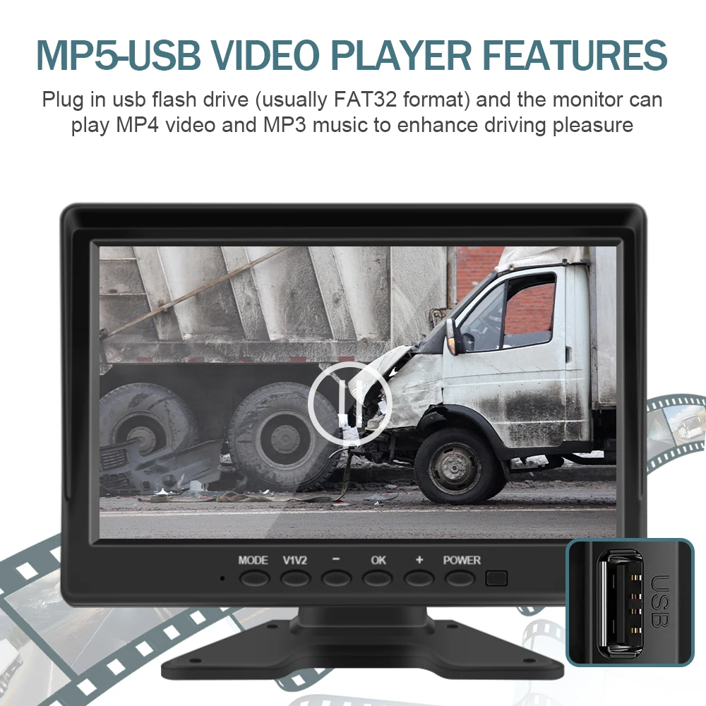 차량 백업 카메라 시스템 MP5 DVR, 트럭, 버스, 밴 후진 주차 모니터, 별빛 HD 야간 투시경, 10.1 인치 4CH AHD 1080P