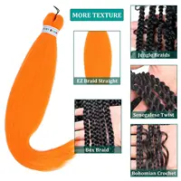 Tressage cheveux pré-étiré doux Yaki synthétique Crochet cheveux tresse Extension eau chaude réglage vert rose Orange jaune cheveux 3