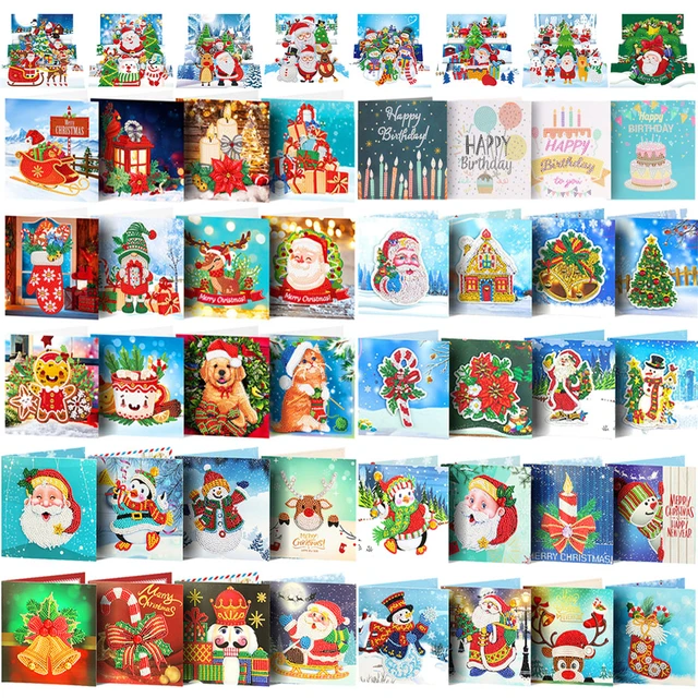 Christmas Diamond Painting Christmas Cards  Diamond Painting Christmas  Cards Set - Diamond Painting Cross Stitch - Aliexpress