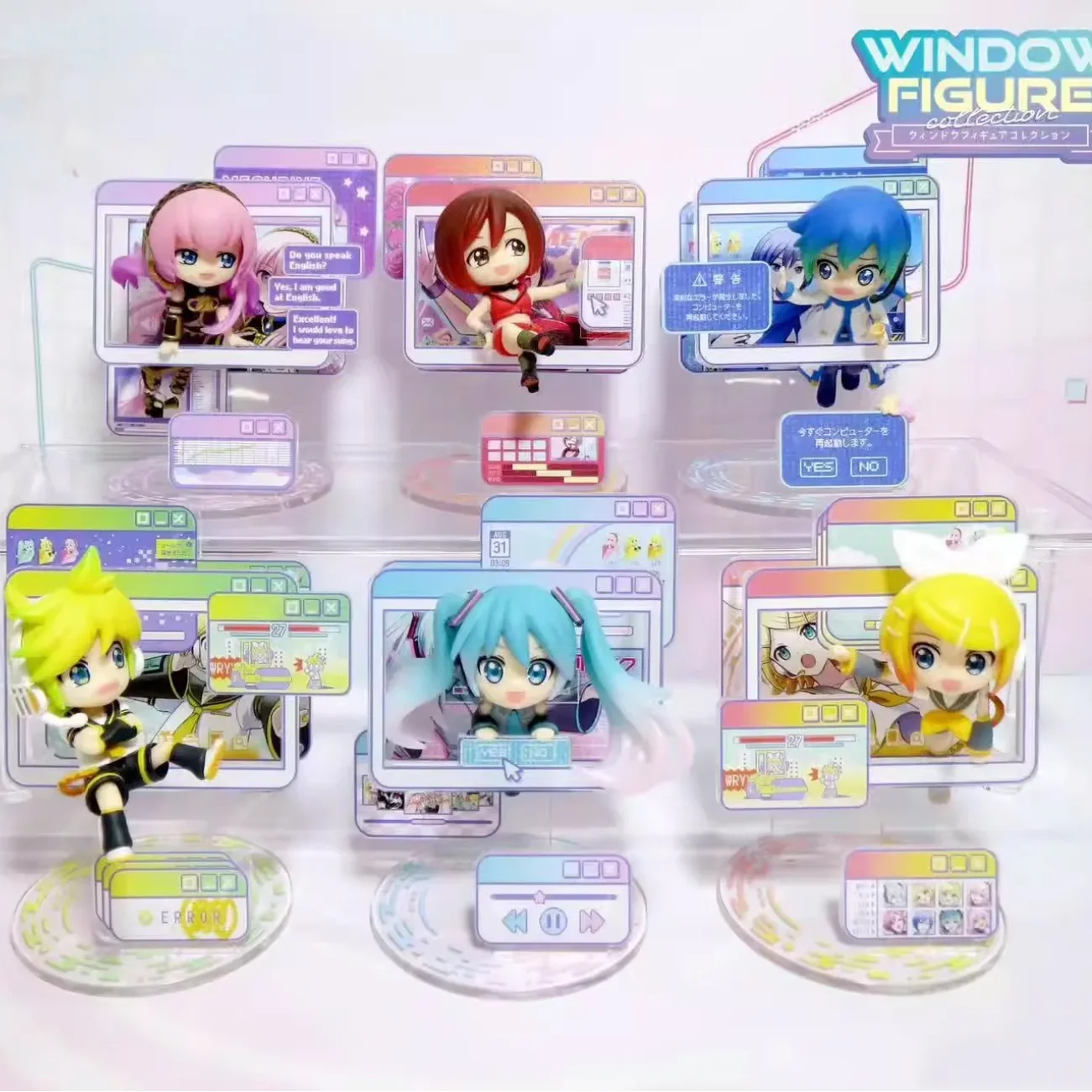 6 Pz/Set 2024 Nuovo Anime Hatsune Miku Kaito Rin Len Vivian Window Figure Kawaii Modello In Miniatura Giocattoli Ornamenti Per Bambole Regali