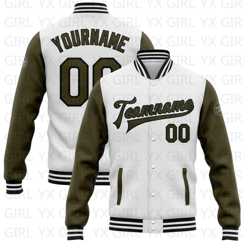 Custom White Green-Gold Bomber Full-Snap Varsity Letterman Two Tone Jacket