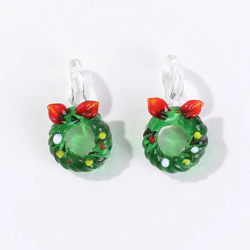 Christmas Series Glass Bow Round Hollow Floral Wreath DIY Bracelet Pendant Hair Accessories Materials - Convenient Home Decor