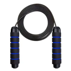 Enhanced Steel Wire Jump Rope - Adjustable Tangle - Free Fitness Equipment (Blue)