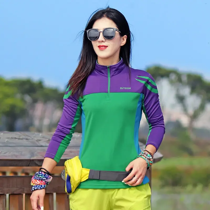 Hiking T-shirt Women Long Sleeve Outdoor Sun Protection Rock Climbing Hiking Running Fitness Cycling Road Trip Casual T Shirt