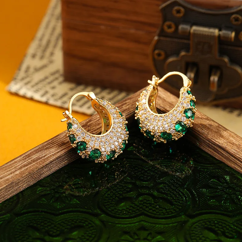 SUYU Fashionable Micro Inlaid Zircon Round Earrings Fashionable Luxurious And Niche Personalized Earring Party For Women