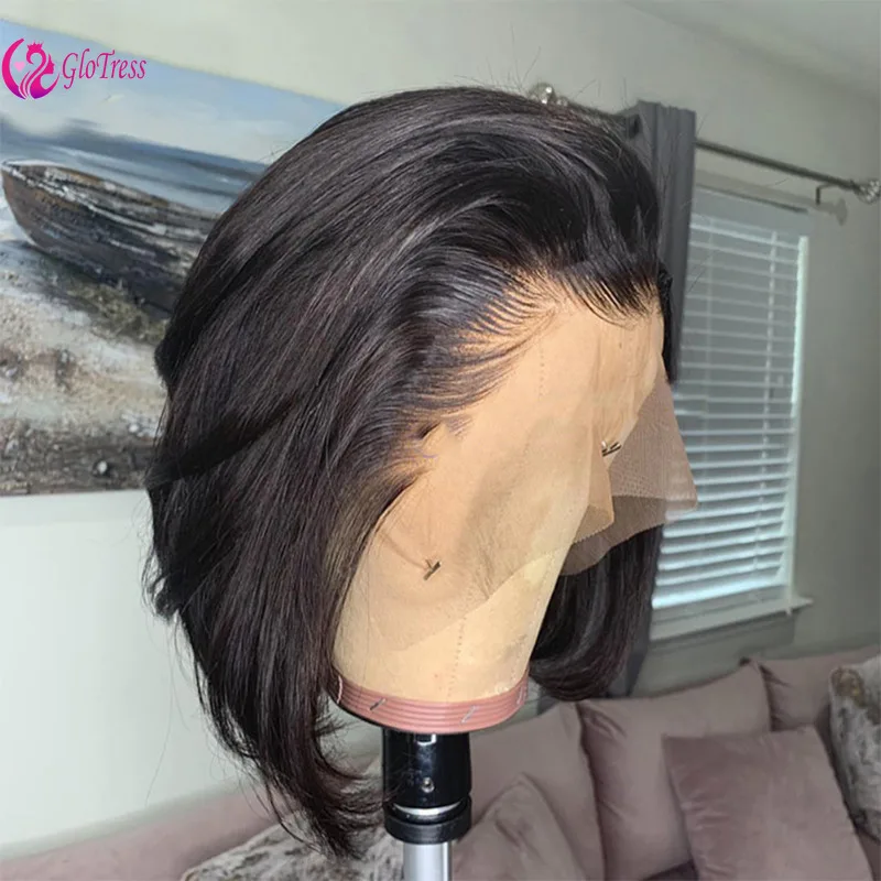13x4 Top lace front wig 8 Inch 200% Density Layered Bob human hair wig Realistic Short Wig human hair wigs front lace wig