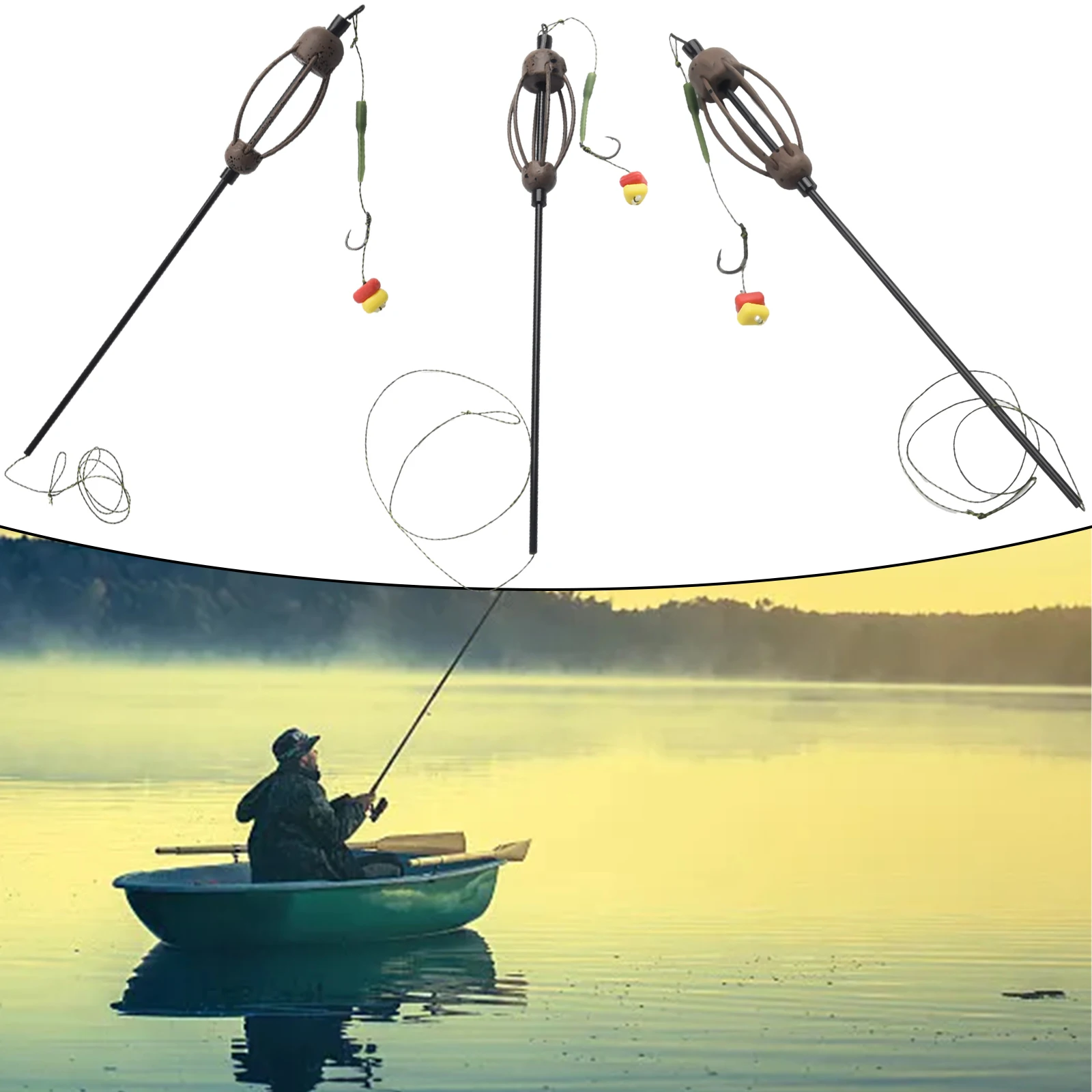 

1pc Bait Cage Carp Fishing Feeder Fishing Baits Cage 70cm Fishing Rig Hook Accessories Cage Feeder Terminal Tackle Sinker Design