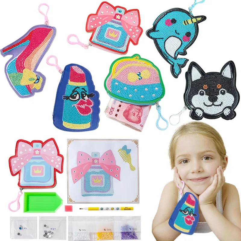 

Creative Kids DIY Coin Purse Crafts Toys Make Your Own Gem Wallet 5D Diamond Painting by Numbers Kits Backpack Pendant For Girls