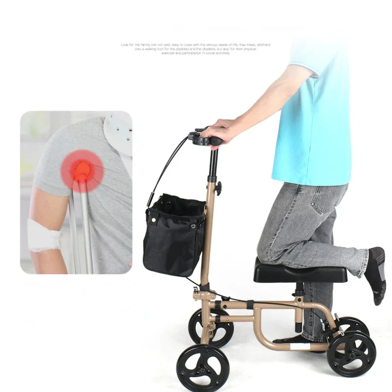 Leg Injury Rehabilitation Knee Scooter, Wheeled Walker for Disabled and Elderly, Assisted Mobility Crutches, Comfortable Support 2