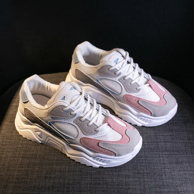 Autumn Sneakers Women's Thick Bottom Spring Round Toe Breathing Casual Female Fashion Vulcanize Shoes Chunky Platform Sports PU 