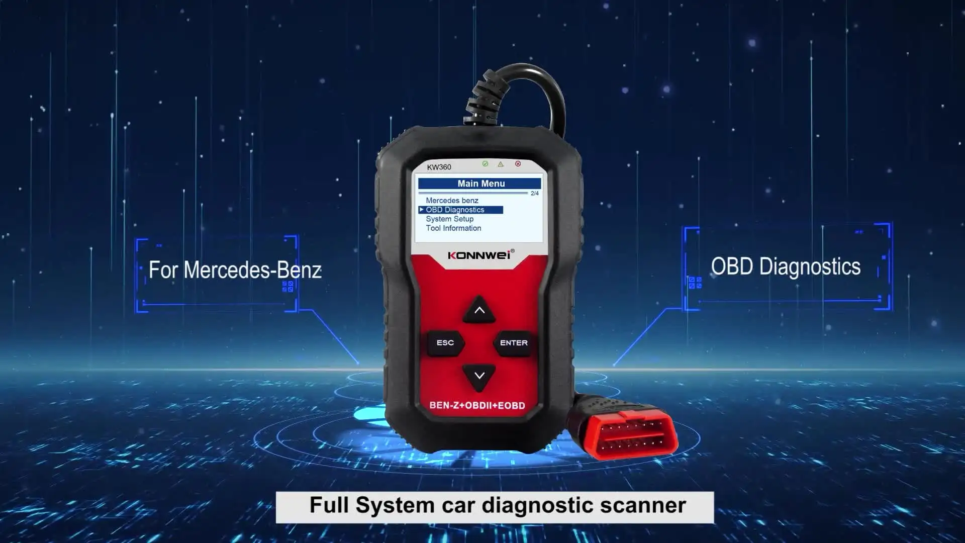KONNWEI KW360 OBD2 автоматический считыватель кодов диагностический сканер для полных