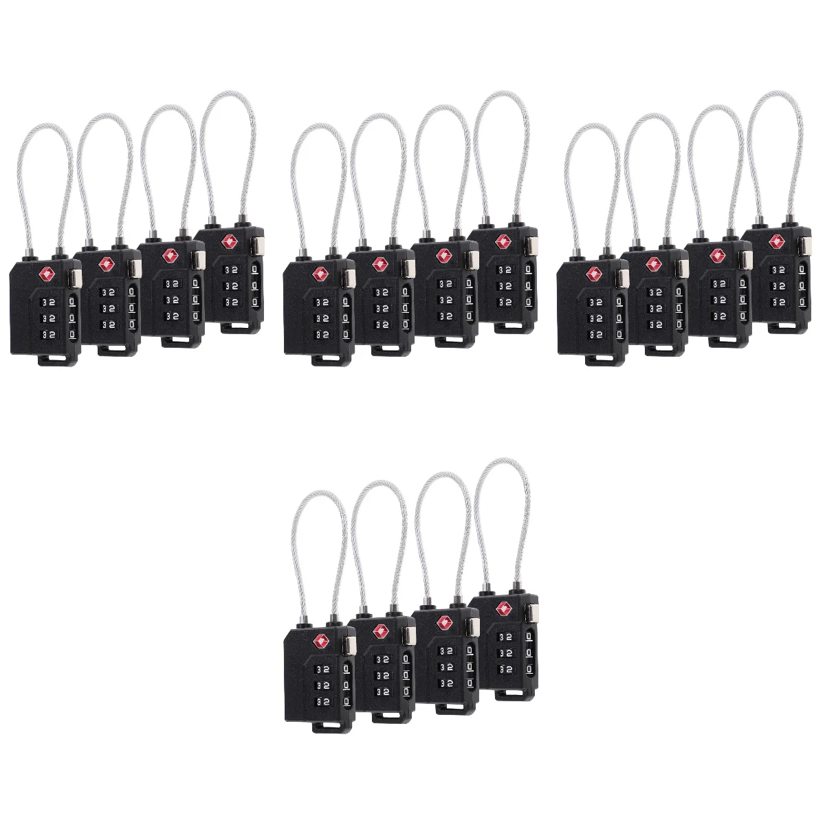 

4 Count Combination Padlock Cable Luggage TSA Tag 3 Approved Locks Password