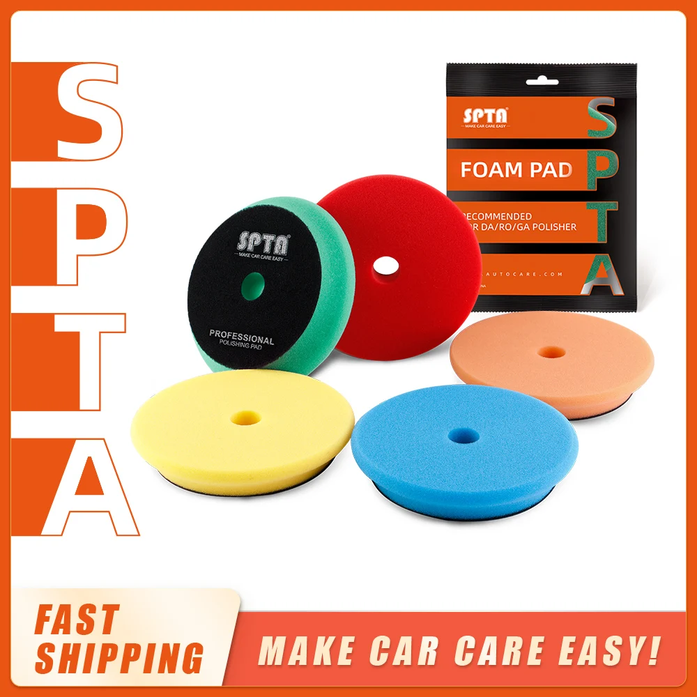 

(Bulk Sale) SPTA 5"(125mm)/6"(150mm) Car Spong Buffing Polishing Pads Concave Beveled Flat Pad For DA/RO/GA Car Buffer Polisher