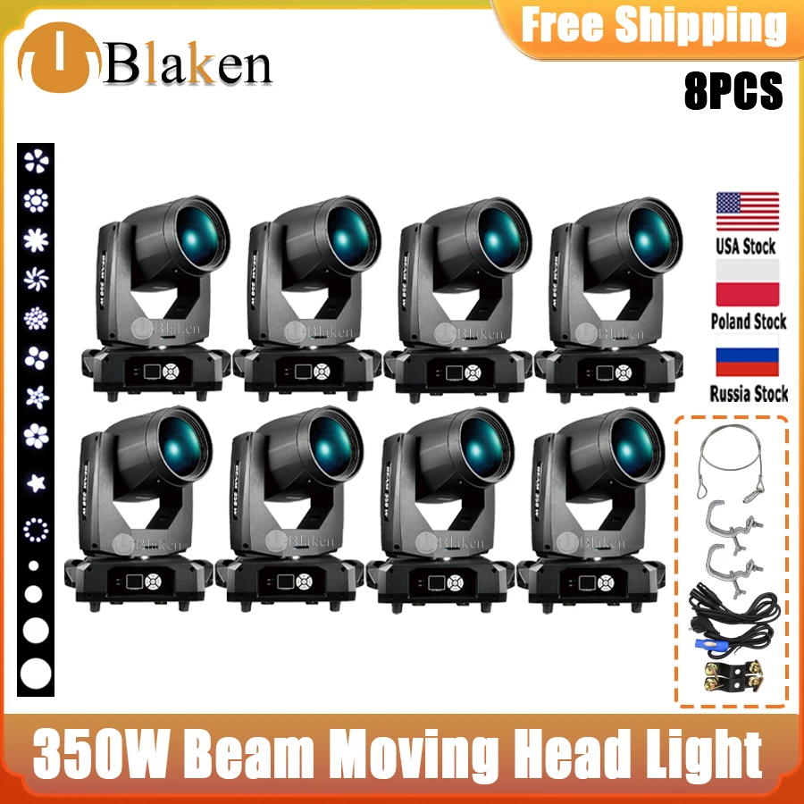 

0 Tax 8Pcs 350W 17R Sharpy Beam Moving Head Light 16 With 8+16+24 Double Prism Moving Head Stage Beam Lights For DJ Disco