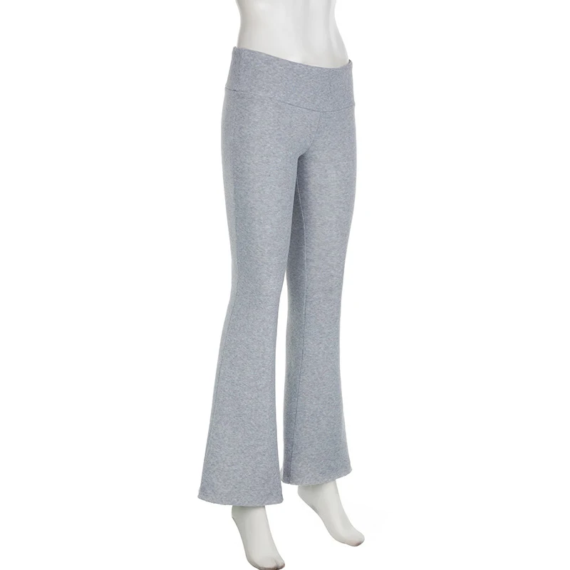 Women's Y2K Slim Low-Waisted Boot Cut Flare Pants Casual Sexy Basic Solid Fashion Streetwear for Autumn Spring