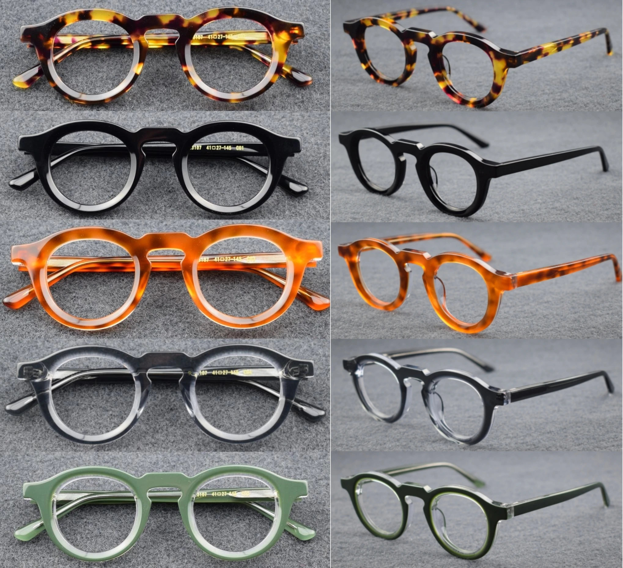 BETSION Belgium Acetate Eyeglasses Frames Round Retro Reading