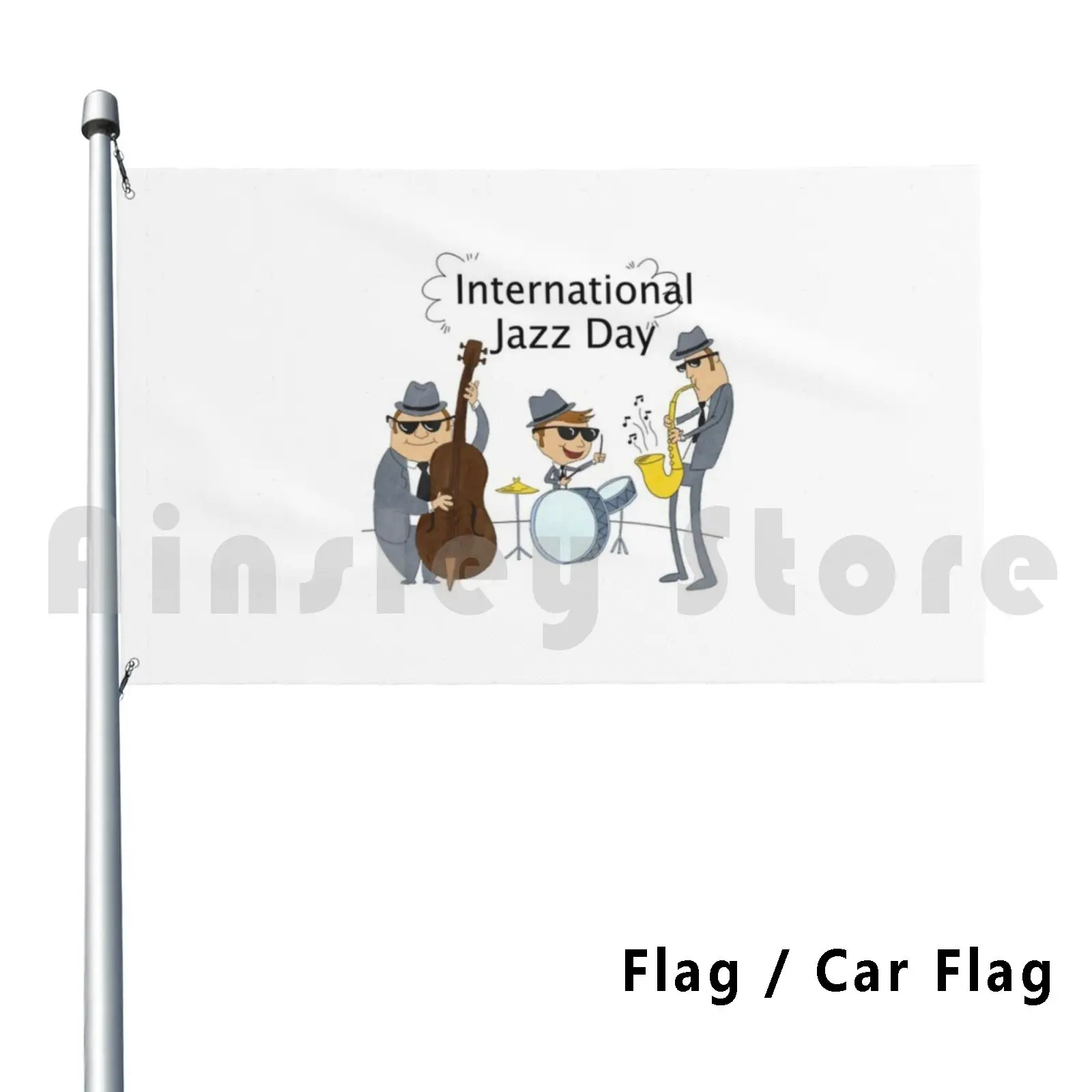 International Jazz Day Flag Car Flag Funny Jazz Music Instruments Saxophone Trumpet Tuba Bass Cello Bow