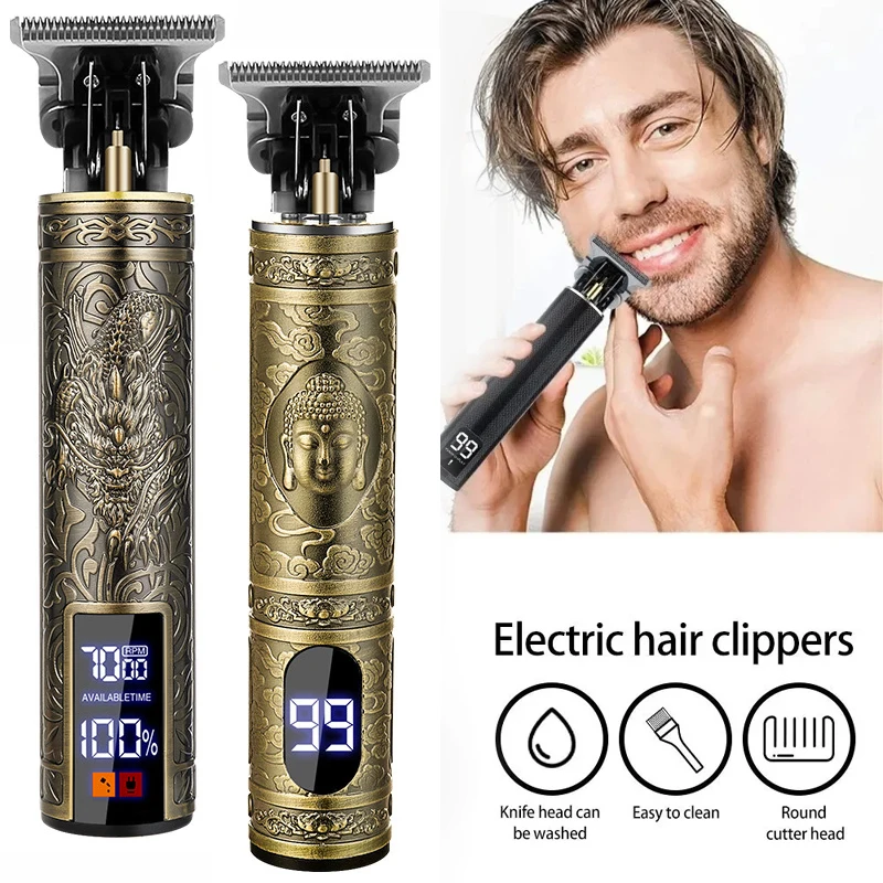 Carving T9 Vintage Professional Electric Hair Cutting Machine USB Rechargeable Portable Shaver Trimmer For Beard Care Best Gift