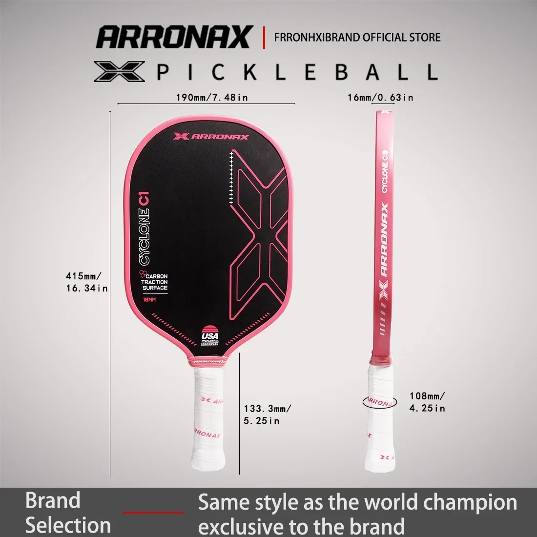 ARRONAX 전문 열성형 Usapa PP 허니콤 피클볼 패들, 탄소 마찰 표면, 16mm 연장 하이브리드 폼 엣지