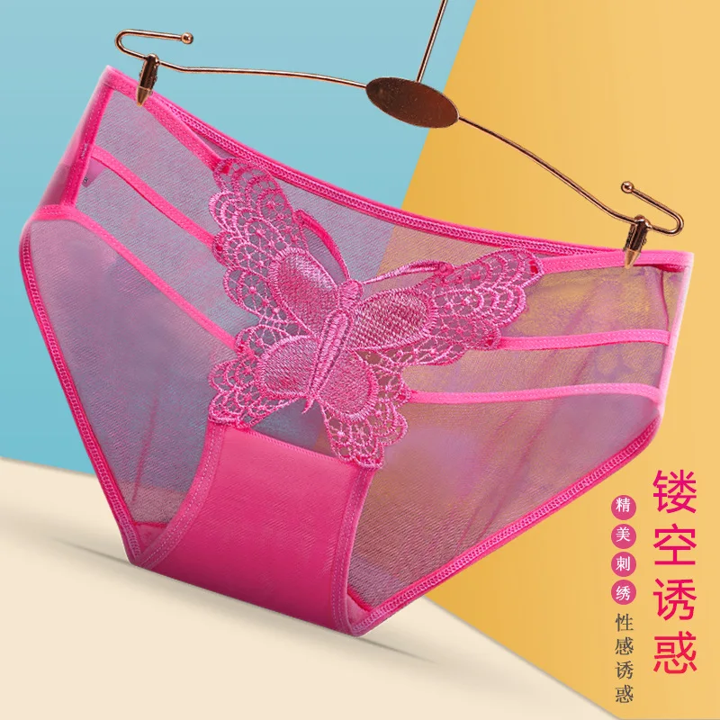 4 Pcs Underpants female lace sexy passion low waist hollow temptation hot transparent hollow plus size 6867