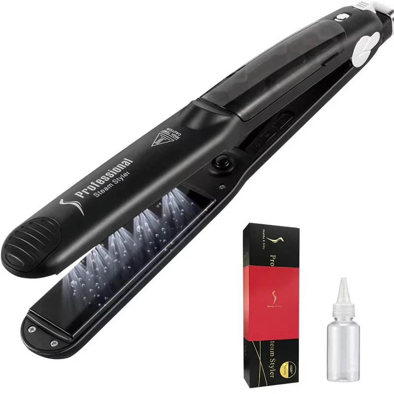 Hair Straightener Steampod Professional Ceramic Hair Straightener Travel Iron Short Hair Temperature Adjustable LED Display PTC Plate