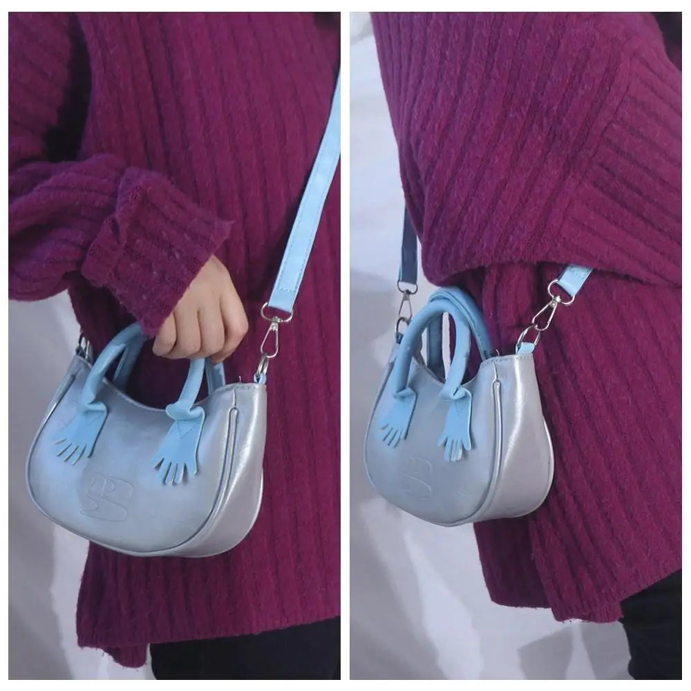 

Сумка кросс-боди с серебряной цепочкой в Корейском стиле, универсальная сумочка из искусственной кожи с двойной цепочкой, мини-сумка небесно-голубого цвета, сумка через плечо для студентов