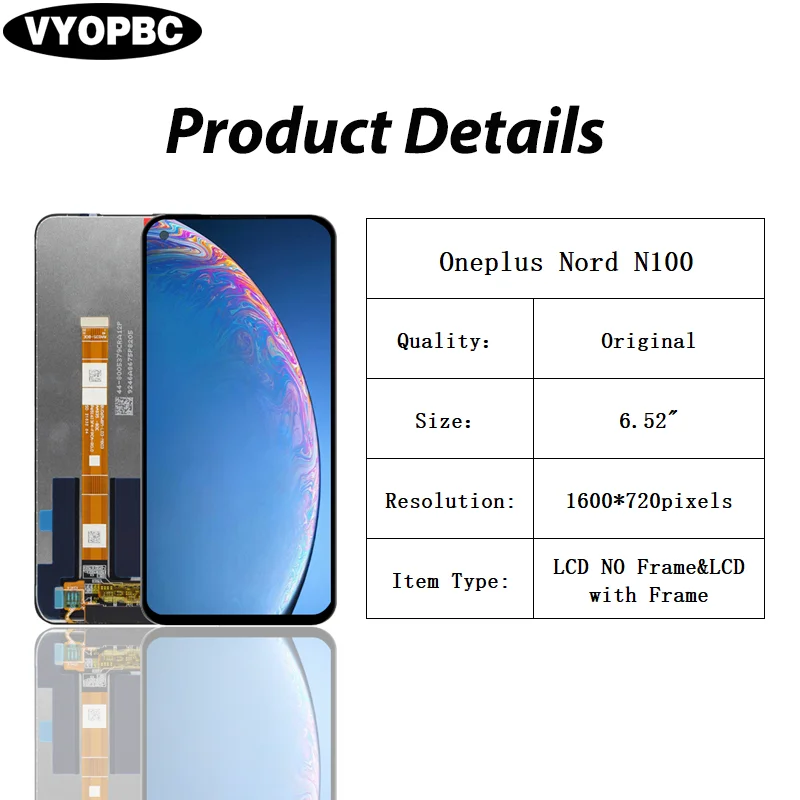 6.52 AAA ǰ LCD ÷ OnePlus Nord N100 ġ ũ,  Ÿ  ü BE2013 BE2015 BE2011