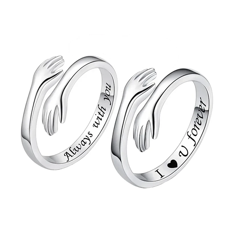 Romantic Hug Ring Silver Plated I Love You Forever Hugging Rings For ...