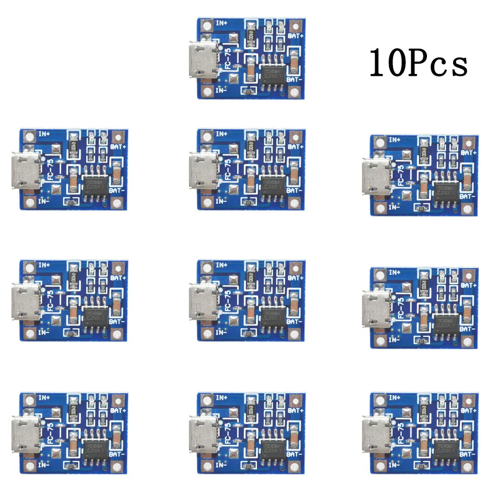 1-10pcs Micro USB 5V 1A 18650 TP4056 Lithium Battery Charger Module Charging Board With Protection Dual Functions 1A Li-ion