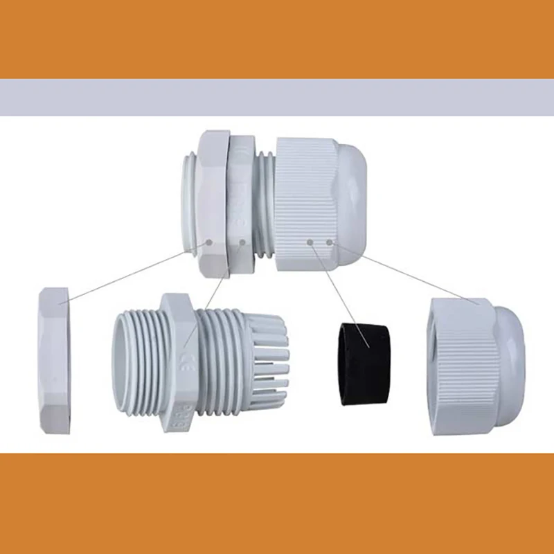 Waterproof Cable GlanId IP68 PG16 19 21 25 293648Wire Cable CE White Waterproof Nylon Plastic Gland Connector High Quality