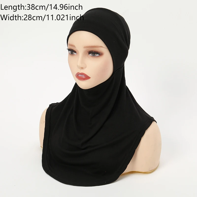Soft Jersey Cotton Hijab Undercap Islam Instant Underscarf Solid Neck Cover Headband Turban For Women Muslim Bonnets 28*38cm 3