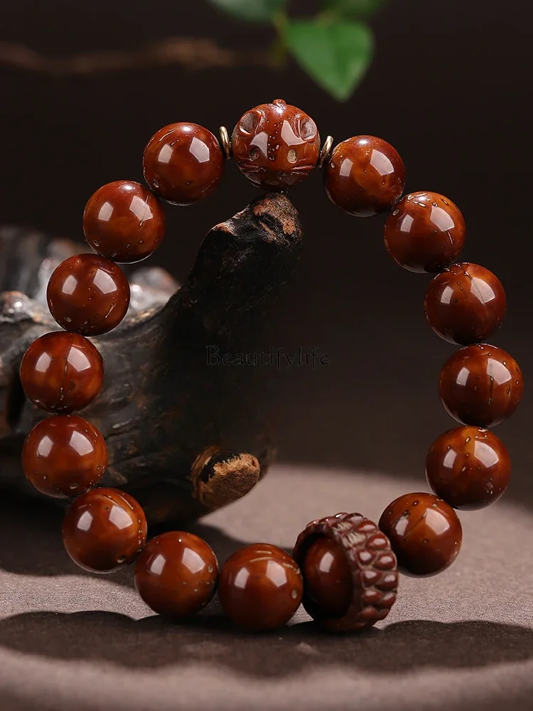 

Natural Zi Jin Shu Bracelet Solid Original Seed Raw Leather Perfect Circle Large Size Transfer Beads Amusement Article Bracelet