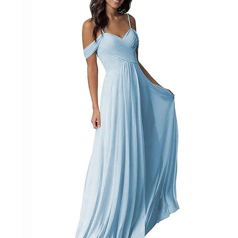 

vestidos de fiesta elegantes para mujer 2023 Elegant Spaghetti Wedding Party Dress A-Line with Pleated Top robes invitée mariage