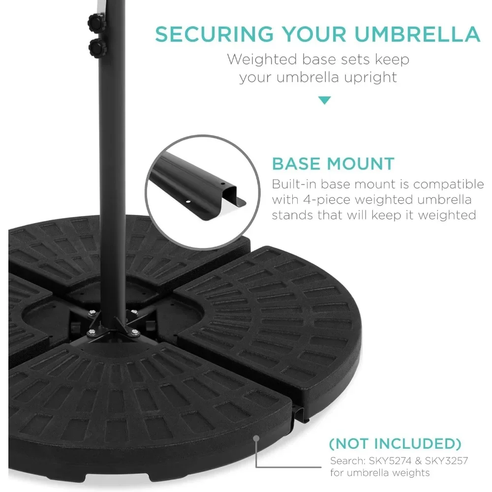 10ft Solar LED Offset Hanging Market Patio Umbrella for Backyard, Poolside, Lawn and Garden w/Easy Tilt Adjustment 5