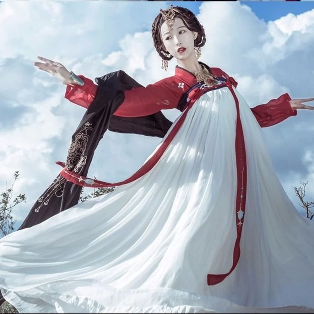Hanfu Women Dress Chinese Style Cosplay Fairy Red and White Hanfu Traditional Female Clothes Ancient Classical Dance Costumes rococo style classical elegant crinoline ancient rome medieval oval banquet