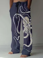 Summer Stylish And Comfortable Everyday Beach Pants Octopus Pattern 3D Printed Casual Plus Size Men's Casual Pants 1