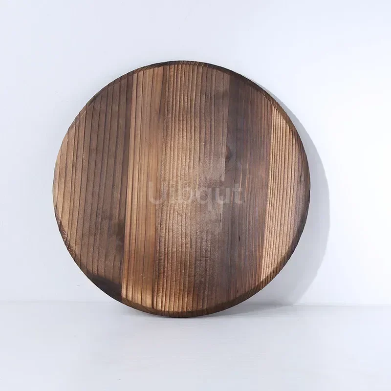 Wooden Pot Cover Wok Lid Handmade fir anti-scalding hypotenuse iron wood lid iron wok wooden pan wooden pot lid