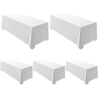 5 Pack White Rectangle Tablecloth 90 x 132-inch Rectangular Polyester Table Cloth for Weddings, Banquets, or Restaurants 1