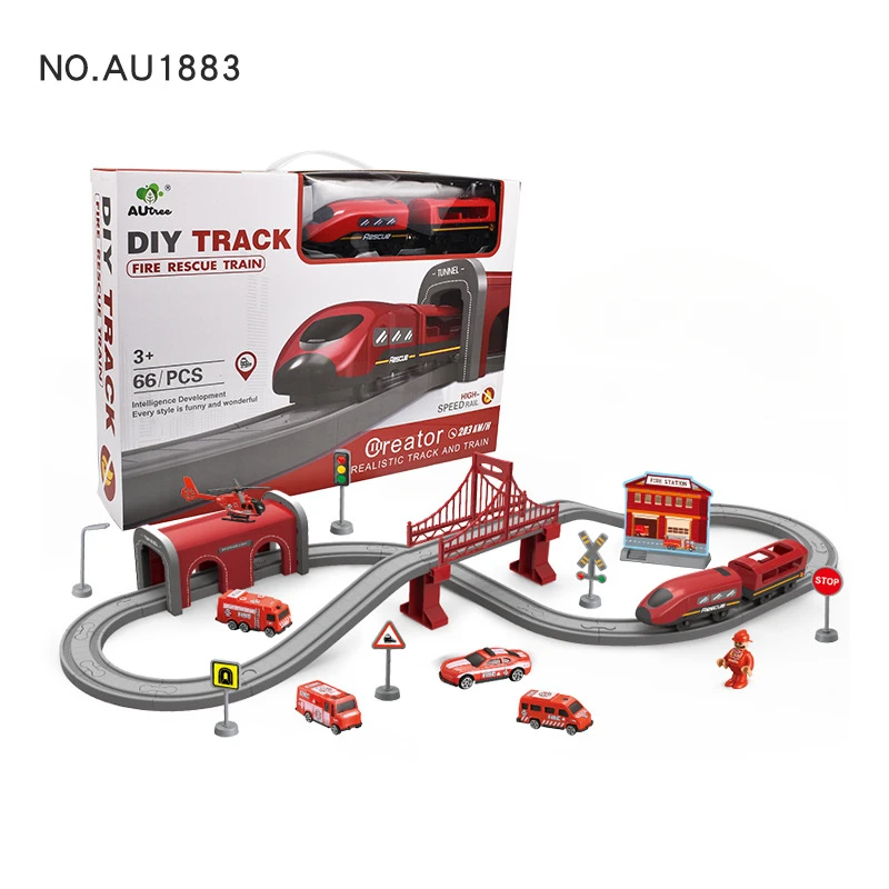 Children's Toys Floor Game DIY Train Rail Car Assembly Track Theme Set Family Parent-child Interactive Floor Games Toys Gift