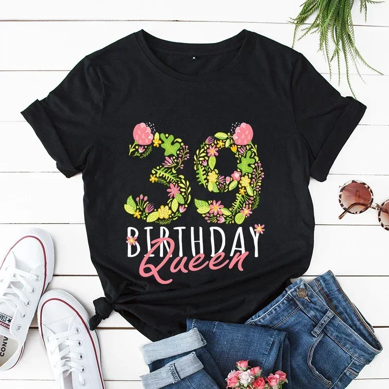 

50 Ans 50th Years Birthday T-shirts Women Funny Graphic T-shirts Girls 29th/39th Birthday Queen Designer 2000s Clothes Y2k Tops