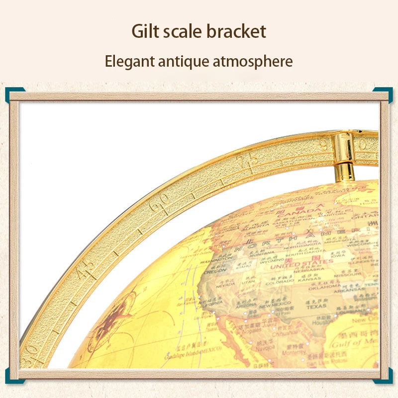 American retro triangle golden universal globe study office desktop decoration handicraft large antique globe opening gift 4 American retro triangle golden universal globe study office desktop decoration handicraft large antique globe opening gift 4