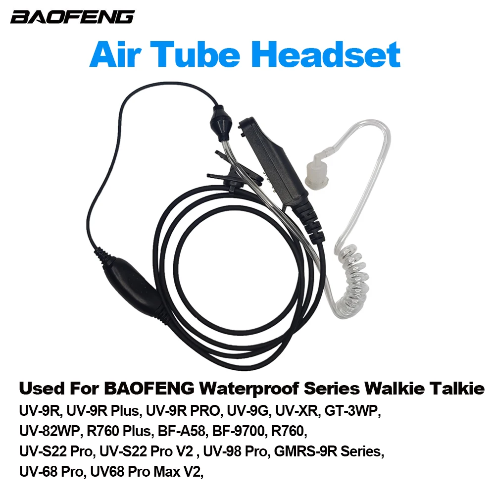 

BAOFENG UV-9R Plus Walkie Talkie Air Tube Headset Waterproof Two Way Radios Earphone UV-98 Pro Headphone UV-S22 BF9700 Earpiece