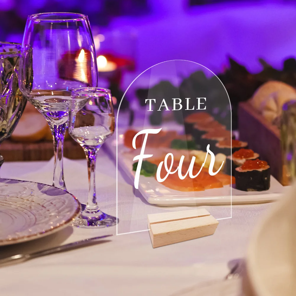 1Set Acrylic Clear Table Place Card Wooden Holders Wedding Table Sign Numbers Menu Display Frame Banquet Party place card holders