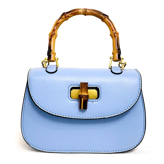 2022 New Retro Bamboo Handle Fashion Portable Saddle Crossbody Bag Designer Handbags High Quality Luxury Brand Satchels Blue